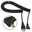 Left-Angled Micro-HDMI to HDMI Male Cable Stretched Length for Cameras