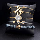 5PC/Set Punk Turtle Map Crystal Bead Multilayer Pendant Bracelet Charm Jewelr ME
