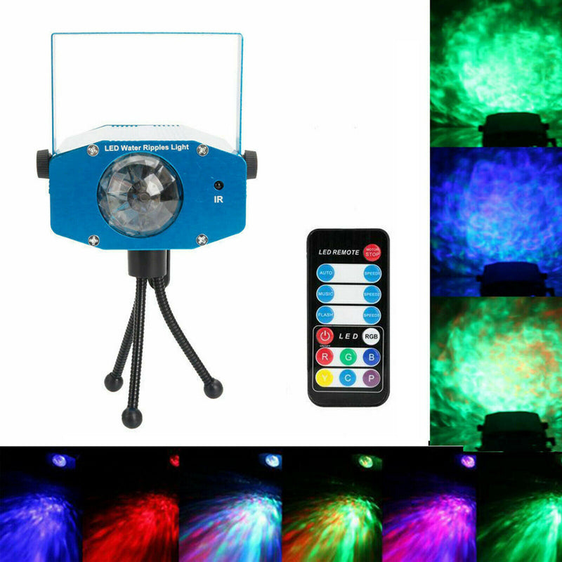 Mini Disco Water Wave Ripples Lights Effect Flashing Karaoke KTV Remote Lamp
