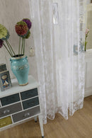 Flocking Peony Sheer Voile Curtain Window Balcony Tulle Valance Drape 1x2M
