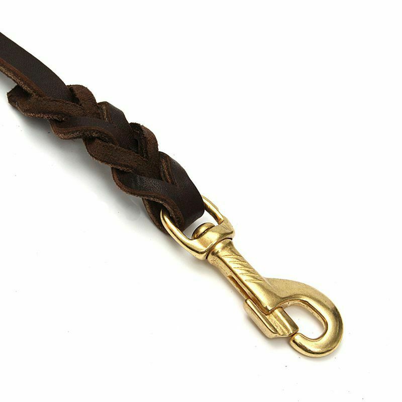 2M Long Leather Braided Pet Dog Walk Traction Collar Strap Training Leash L B1Y5