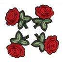 5pcs Red Rose Flower Embroidery Cloth DIY Sewing Iron on Patch(7X5cm)