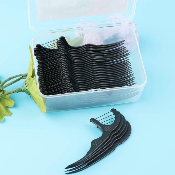 50 Pcs Bamboo Charcoal Dental Floss Teeth Sticks Tooth Picks Interdental Kits