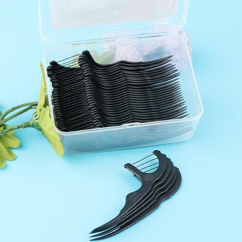 50 Pcs Bamboo Charcoal Dental Floss Teeth Sticks Tooth Picks Interdental Kits