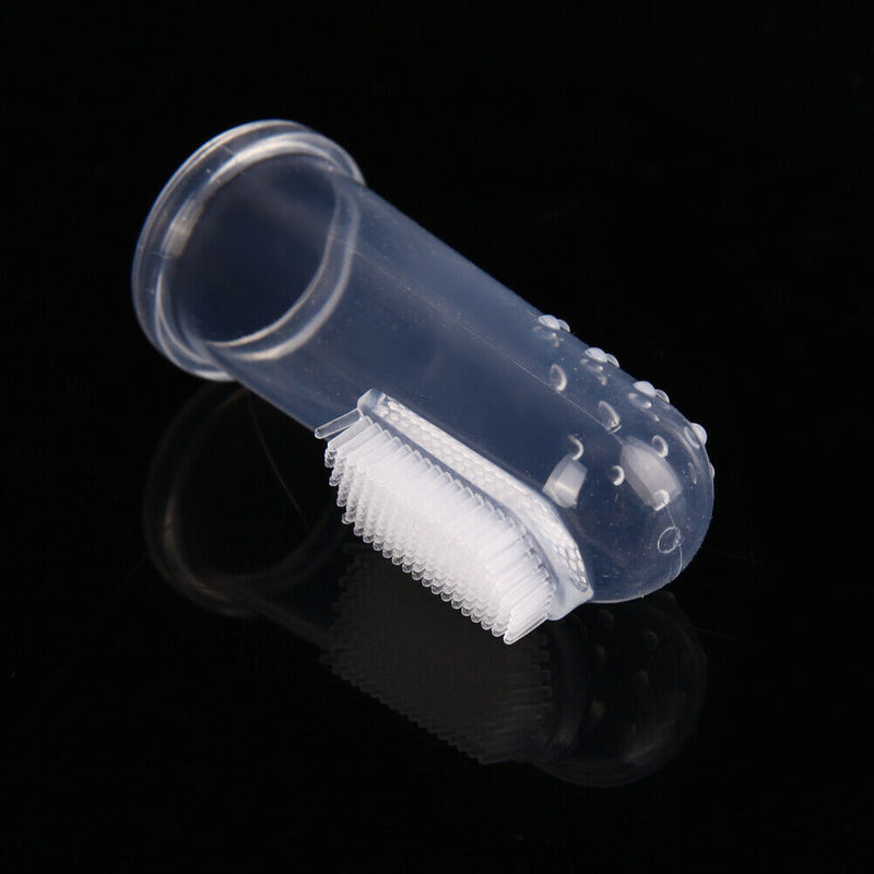 Pet Finger Toothbrush Silicone Dog Tooth Cleaner Cat Teeth Cleaning(Pink) A