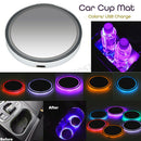 2X Acrylic LED Car Cup Holder Mat Pad Car Luminous Coaster Light USB Charging