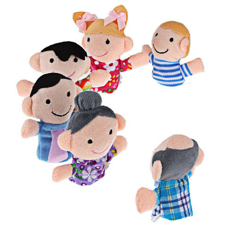 6pcs Baby Kids Plush Cloth Play Game Learn Story Family Finger Puppets Toys