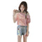 Fashion Women Short Sleeve Stripe Off Shoulder Loose T-Shirts Tops (Pink L)