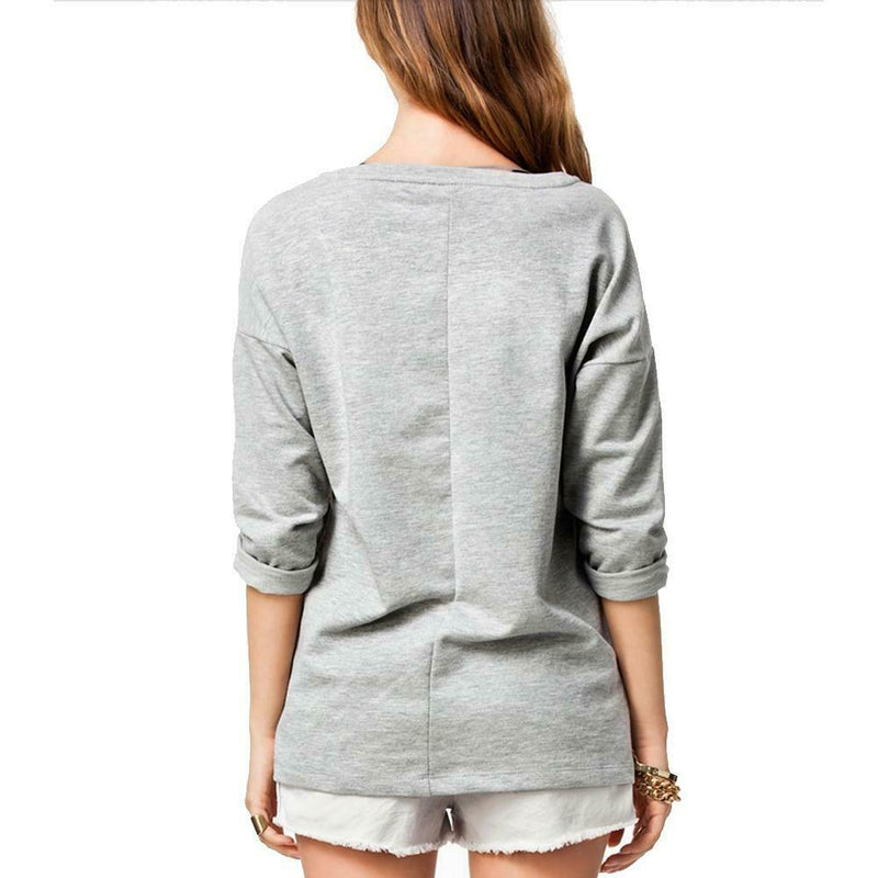 Women New Printed Long Sleeve Round Neck Loose T-shirt Casual Blouse XL