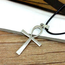 1x Round Leather Necklace Egyptian Ankh Cross Charms Pendant Nice
