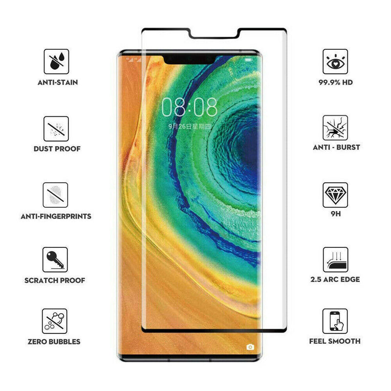 For Huawei Mate 20 Pro, Tempered HD Glass Screen Protector Curved Fit Full Cover