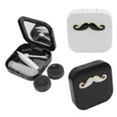 Travel Cute Cartoon Beard Contact Lens Case Eye Care Kit Holder Black Square Box
