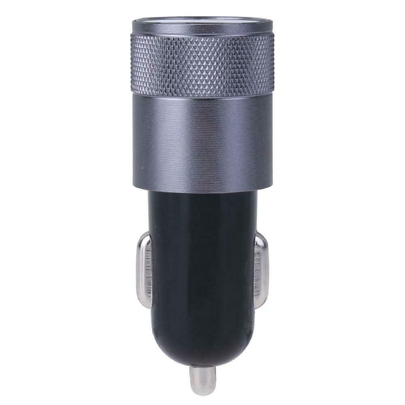 Metal Dual USB 2.1A Car Cigarette Lighter Adapter Charger(Gray+Black) A