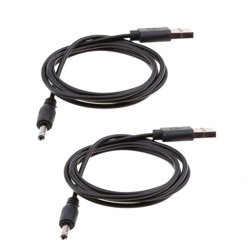 2pcs USB to 3.5x1.35mm Barrel Connector 5V DC Power Cable Jack Male, 1m/3ft