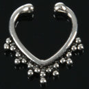 Faux Non Piercing Beaded Heart SEPTUM Nose ClipOn Hanger RINGS Stud Color:S J2M2
