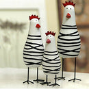 Home Decorative Craft 3Pcs Little Happy Chicken Family Set Wood Chicken Dec