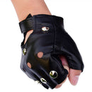 Leather Fingerless Short Gloves Black Rivets Stud Half Finger Mittens FashionM&E
