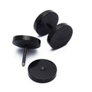 1 Pair of Men's Barbell Stainless Steel Ear Studs Earrings Black 10mm G5B7