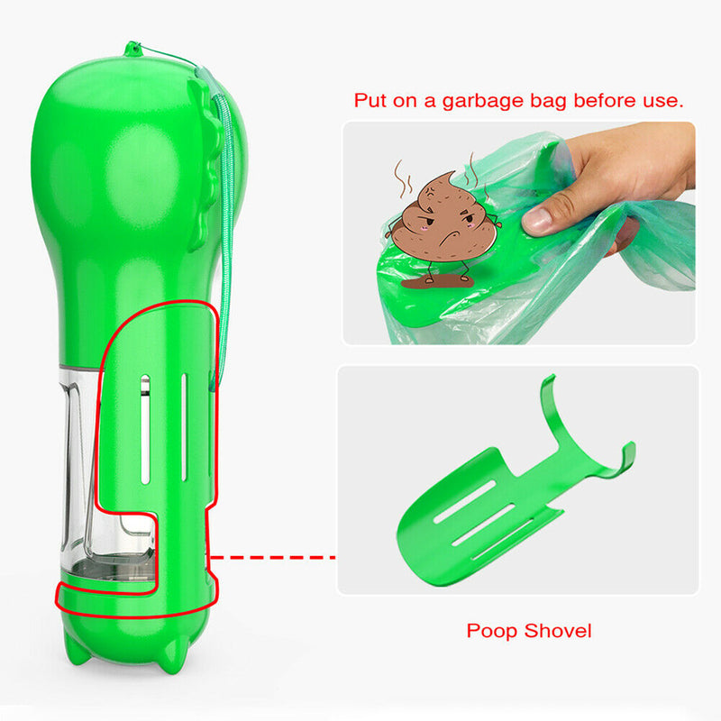 Multi-function Portable Pet Water Bottle Small Dogs Drinking Bowl (Green)
