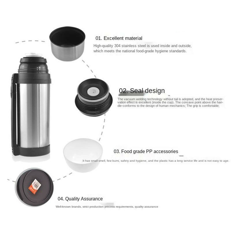 1.2L Stainless Steel Thermal Coffee Carafe, Double Walled Vacuum Flask Water and