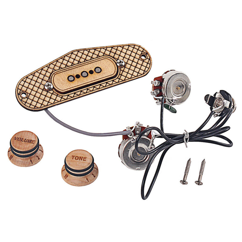 3 String Maple Cigar Box Guitar Pickup with Volume & Tone - No Soldering