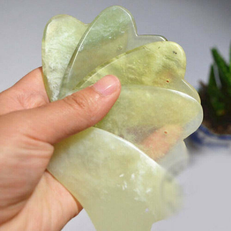 Natural Green Jade Stone Gua Sha Facial Guasha Board Face Body Massage Tool UK!