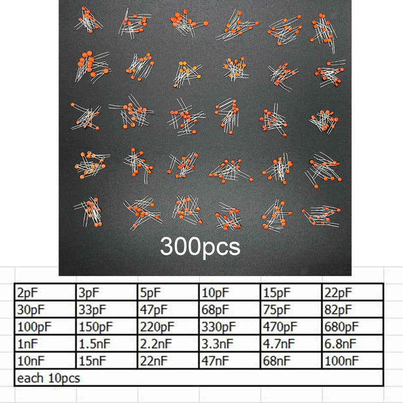 Ceramic Capacitor Assortment Kit 2PF-0.1UF 30 Values Electronic Components