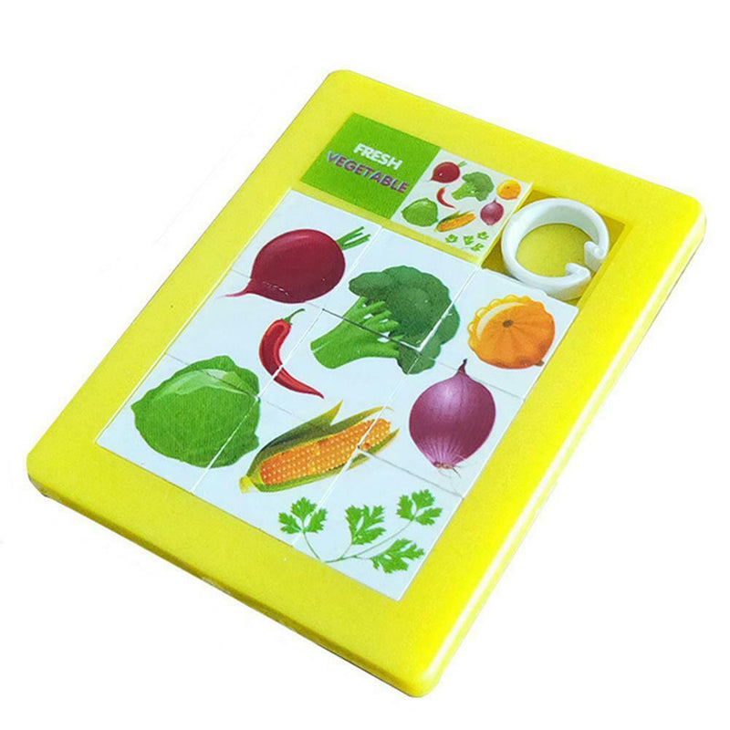 Cartoon DIY 9 Grid Flat Jigsaw Moving Puzzle Kids Educational Toys Random