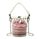 Women PVC Chain Handbag Clear Rivet Beach Shoulder Messenger Bucket Bag/Red