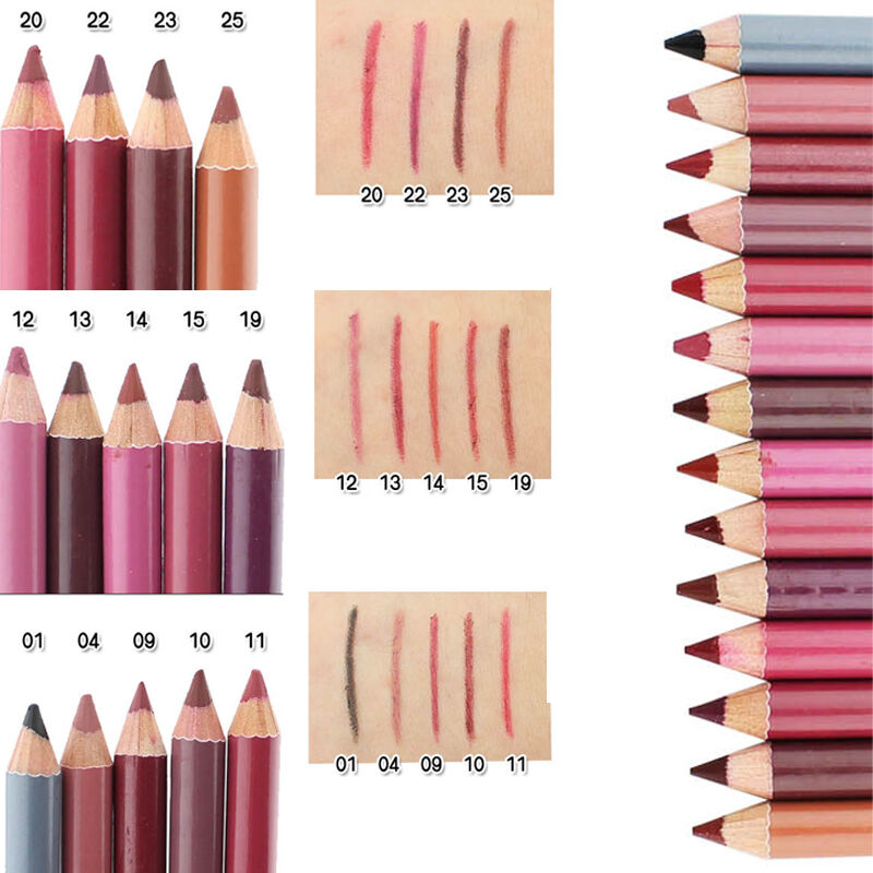 12PCS Professional Lipliner Waterproof Lip Liner Pencil 15CM 12 Colors Ne Dzjo