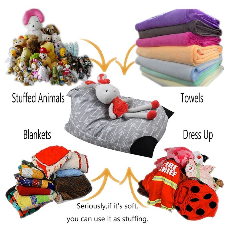 Modern stuffed storage bean bag storage as chair portable children's clothi X7J9