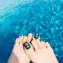 24pcs/pack green false nails toe nails tips nail art design french with glu H|