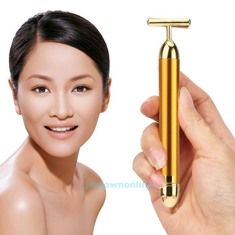 Electric Vibration Face Massager Skin Care Bar Portable T Shape Beauty Device