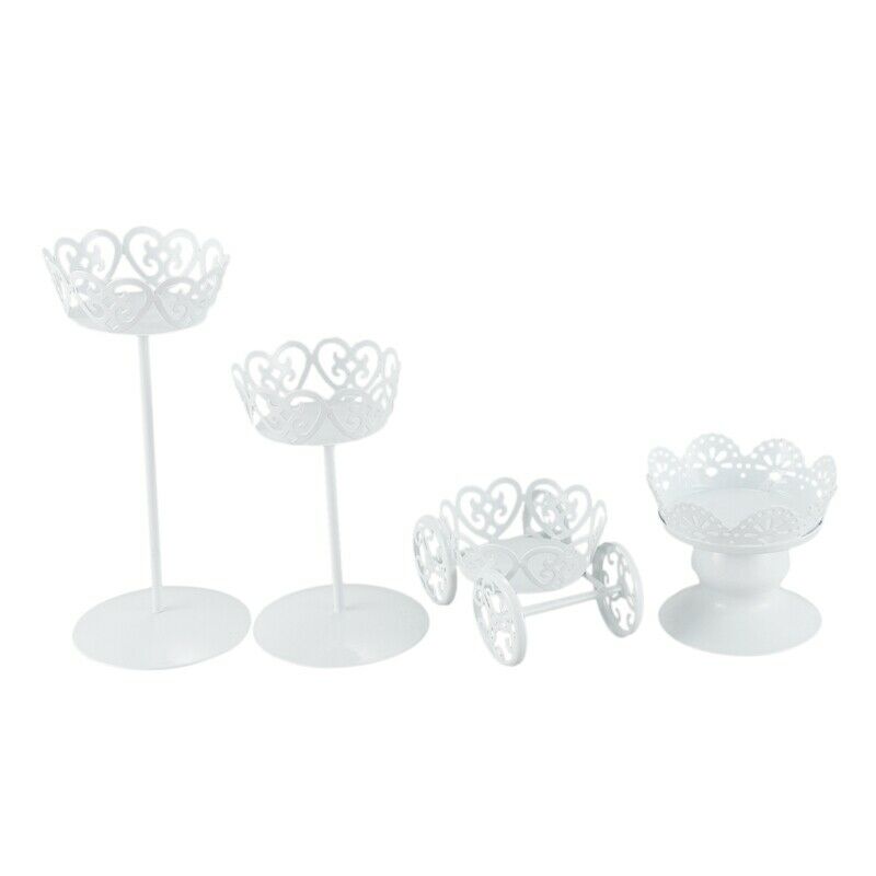 4pcs Mini White Dessert Stand with Premium Steel Material Cupcake Display,  S6B1