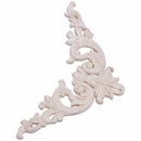 20*20cm Rubber Wood Oak Carved Corner Onlay Applique Cabinet Unpainted