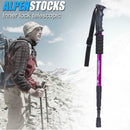 Trekking Pole 4 Sections Aluminum Telescopic Hiking Walking Cane (Purple)