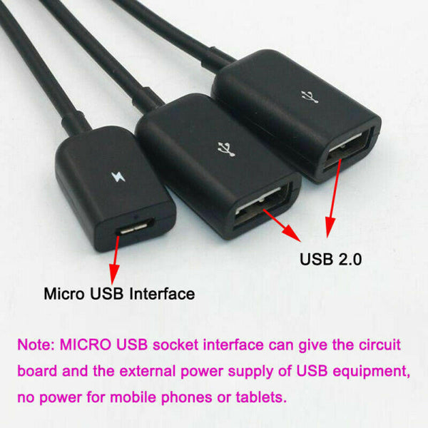 Type-C 3.1 HUB Adapter 3 in1 USB-C Male to USB 2.0 Female OTG Cable Power Supply