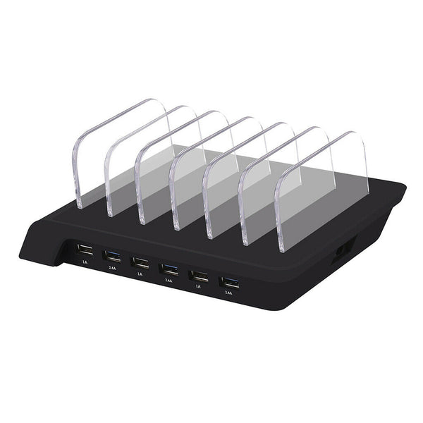 Multi Port Fast Charging USB Phone Charger Station Dock Stand AU Plug Black