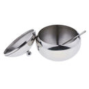 Mirror Finish Stainless Sugar Bowl w/Lid & Spoon for Home Kitchen Dome Shape