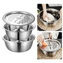 Kitchen Colander 3 in 1 Fruits Julienne Strainer Draining Bowl W/ Grater