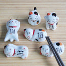 Japanese Ceramic Lucky Fortune Cats Chopsticks Rest Holder Cutlery Stand Hot