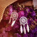 1Pair Bohemia Women Dream Catcher Feather Ear Stud Drop Earrings Jewelry FT