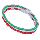 Jewelry bracelet, Italian flag bangle, leather alloy, for men's women, greenD4G4