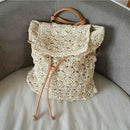 Women bag Backpack Fashion Hollow Out Woven Drawstring Summer Beach Backpac