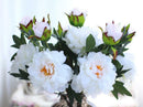 1x Artificial Peony Silk Flowers Bouquet 1 Flower 1 Bud Arrangements White