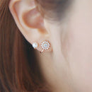 2 Pairs Of Snowflakes Zircon Earrings Fashion Earrings Elegant Simple Femal