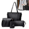 4pcs/Set Lichi Leather Tassels Women Tote Shoulder Clutch Card Bags (Black) A