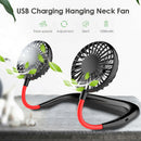 USB Rechargeable Neck Band Fan Sports Outdoor Halter Air Cooler (Black Red) A