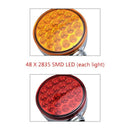 2X Red/Amber 48 Led Truck Stop Turn Tail Stud Double Face Lights With Chrom
