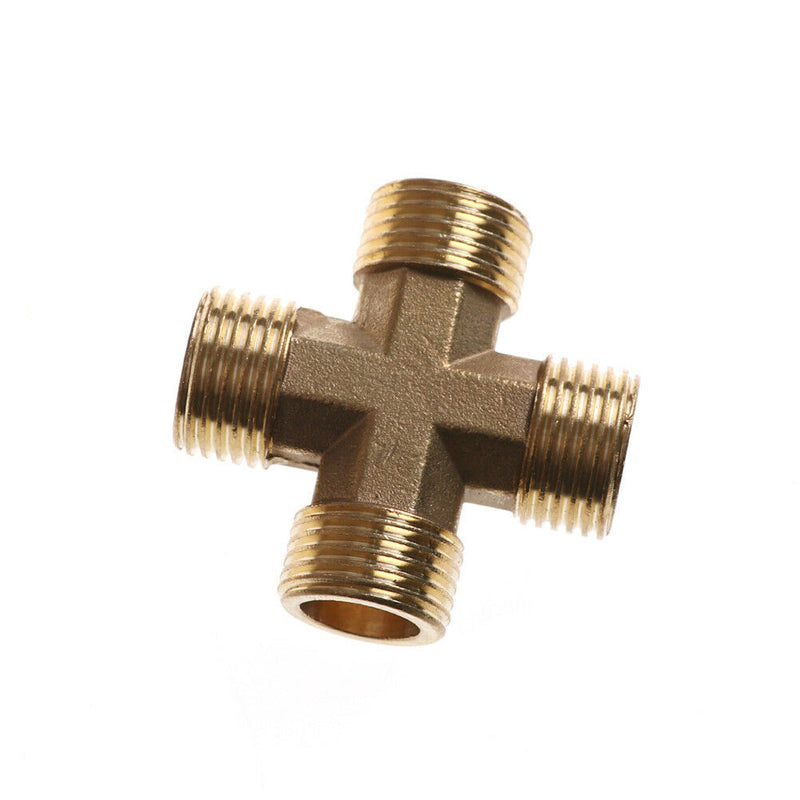 1/2" BSP Male Thread 4 Way Brass Cross Pipe Fitting Adapter Coupler Connector  Z